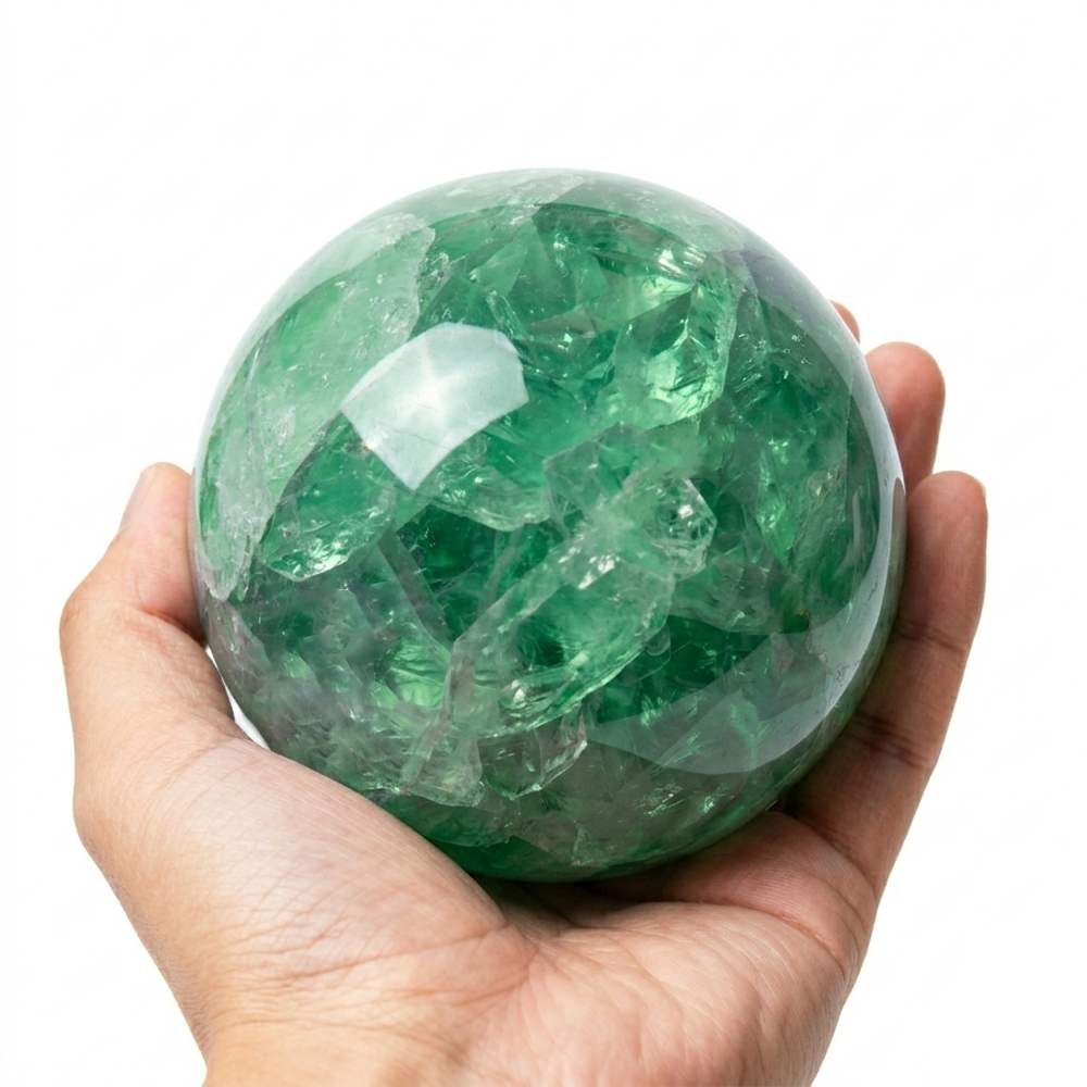 Desk Setup Green - 6-7cm/2.36-2.76inch Natural Green Fluorite Crystal Ball