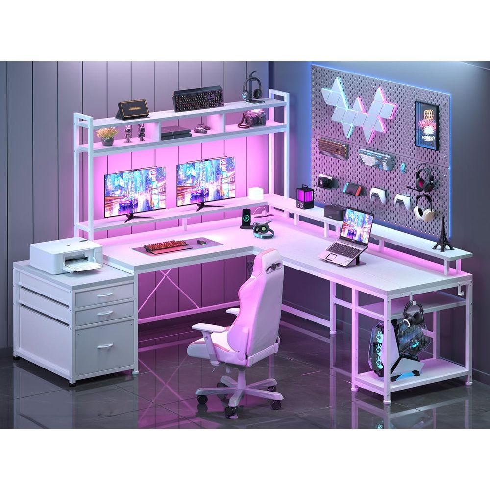 104-inch L-Shaped Desk for Dua - Desk Setup Dual Monitor ulasan dan harga
