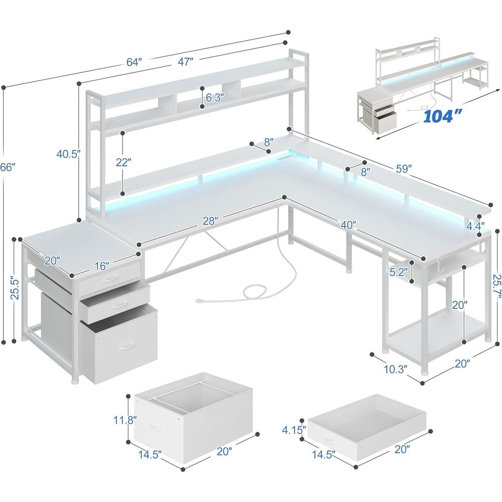 104-inch L-Shaped Desk for Dua - Desk Setup Dual Monitor ulasan dan harga