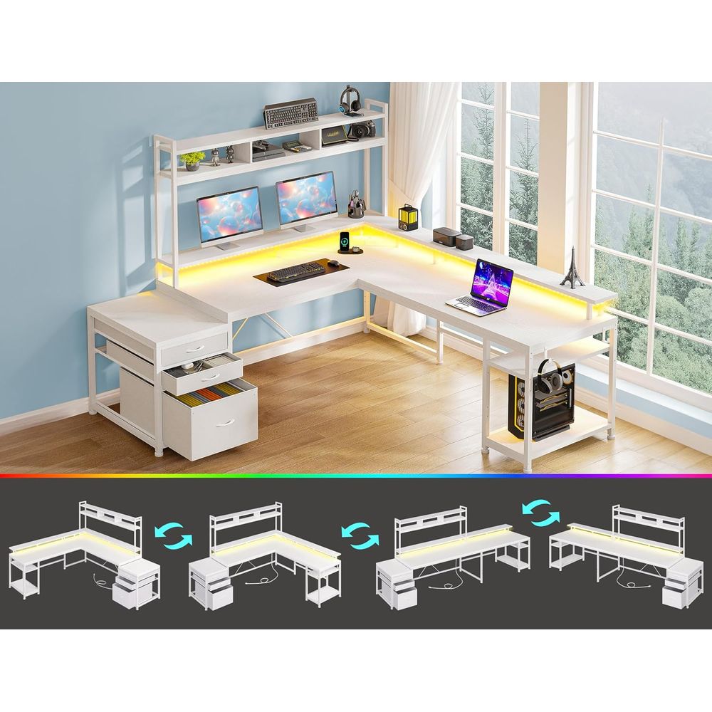 104-inch L-Shaped Desk for Dua - Desk Setup Dual Monitor ulasan dan harga