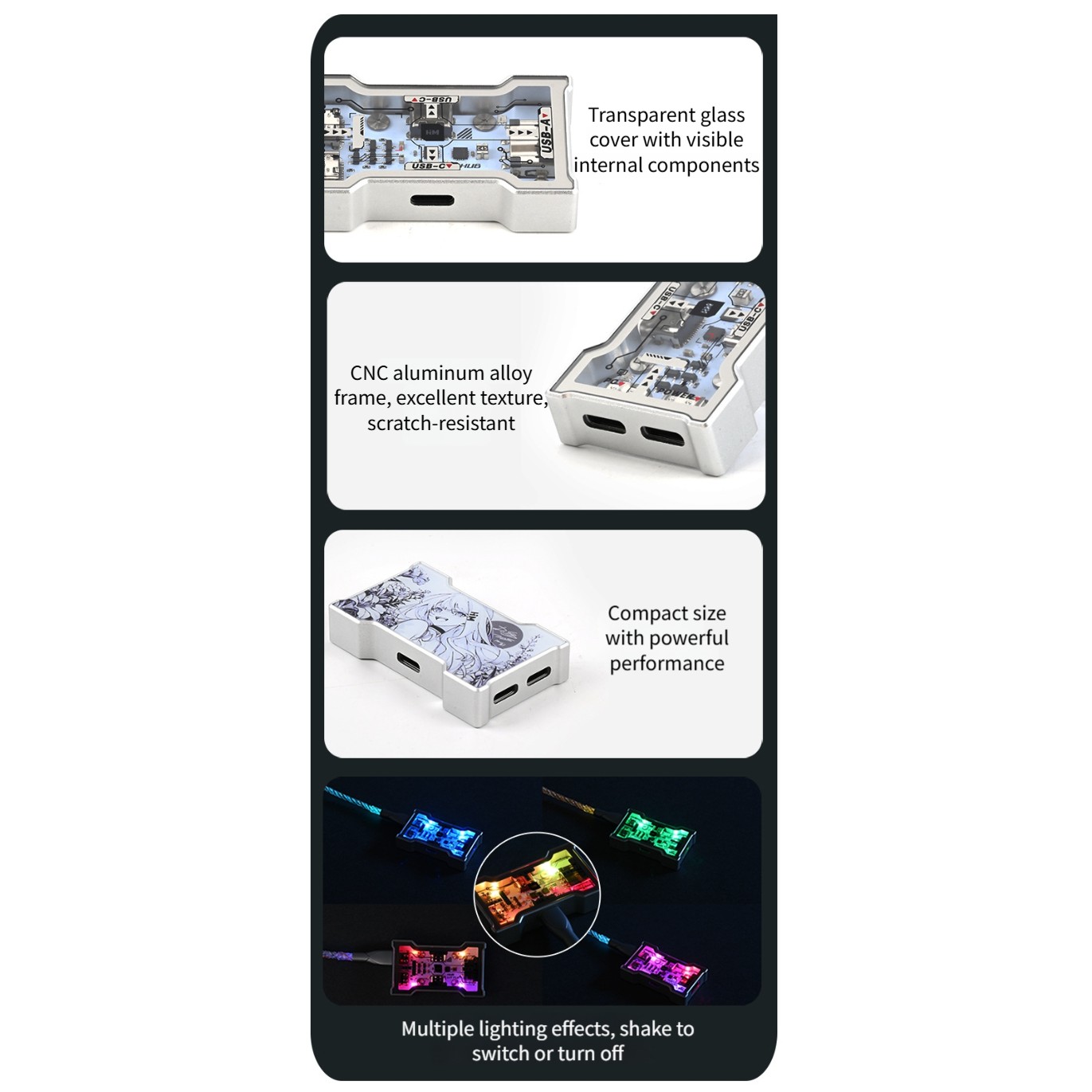 RGB USB Hub 2 Input 3 Output A - Desk Setup Hub ulasan dan harga