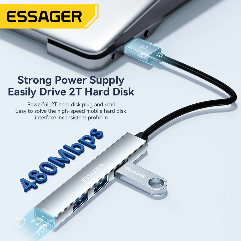 Essager 4 in 1 USB C Cable Hub - Desk Setup Usb Hub ulasan dan harga