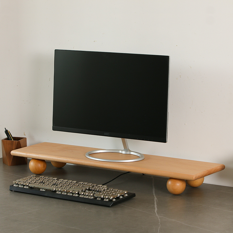 Natural Wood Desktop Riser Dua - Desk Setup Dual Monitor ulasan dan harga