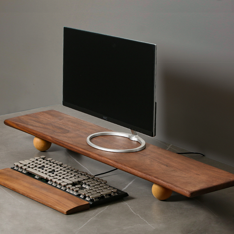 Natural Wood Desktop Riser Dua - Desk Setup Dual Monitor ulasan dan harga