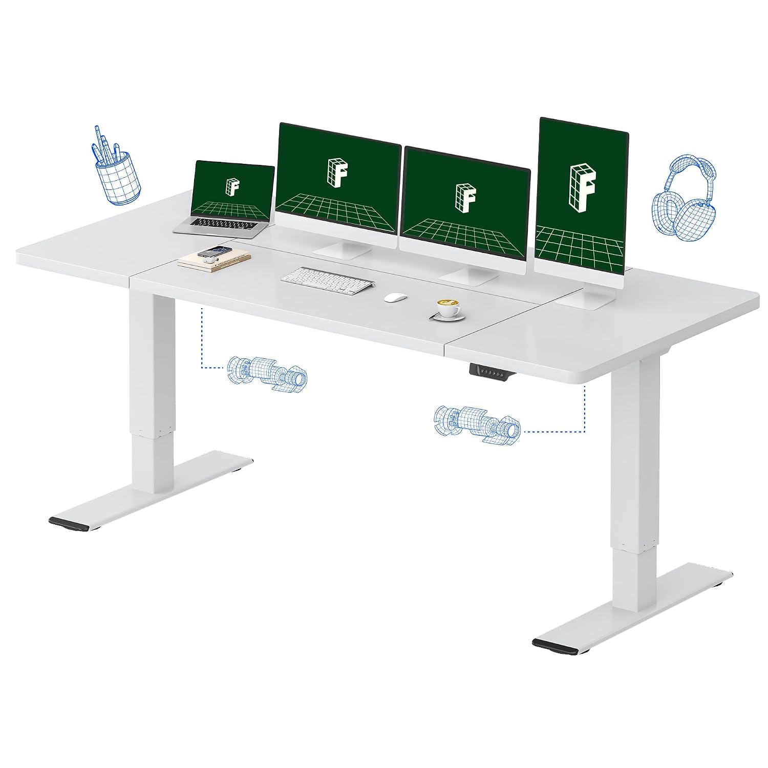 Large Dual Motor Electric Stan - Desk Setup Dual Monitor ulasan dan harga