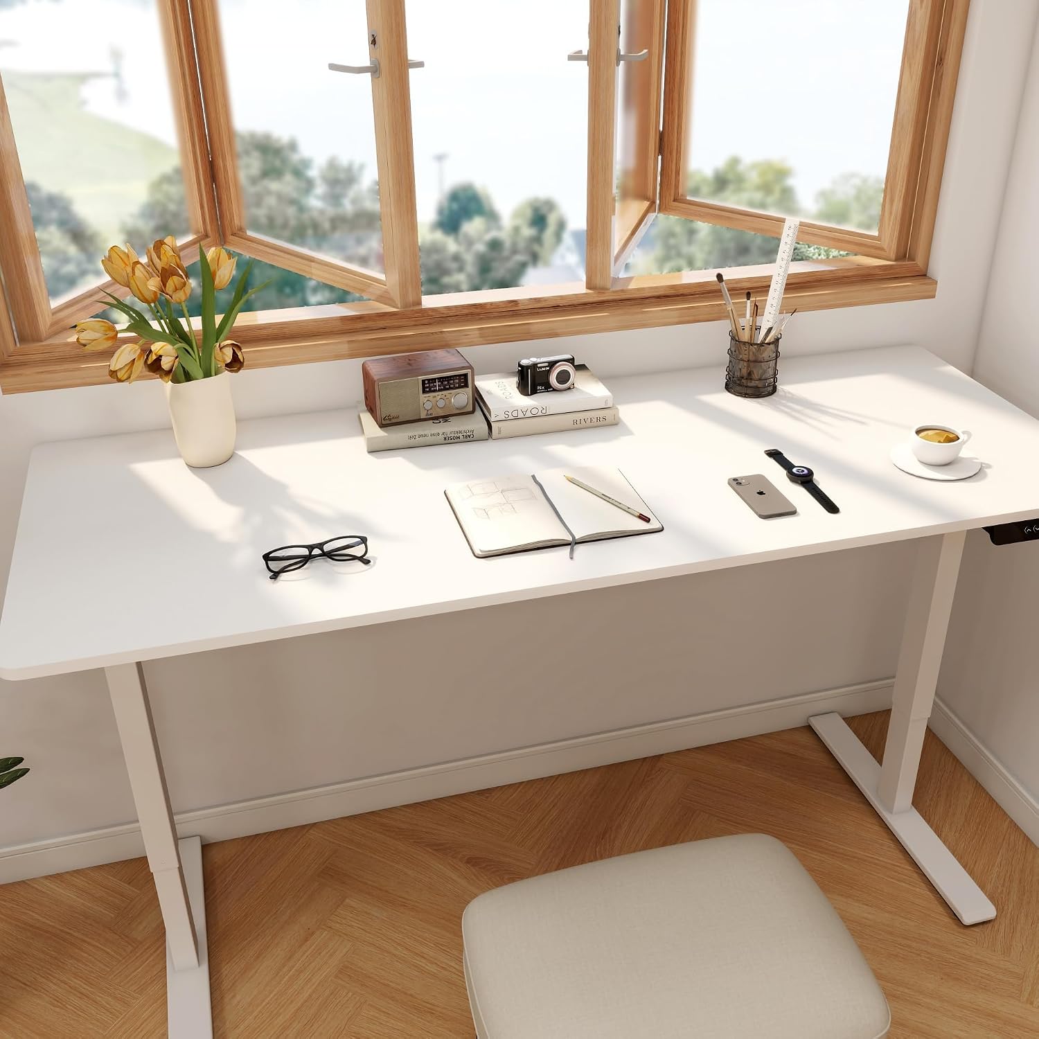 Large Dual Motor Electric Stan - Desk Setup Dual Monitor ulasan dan harga