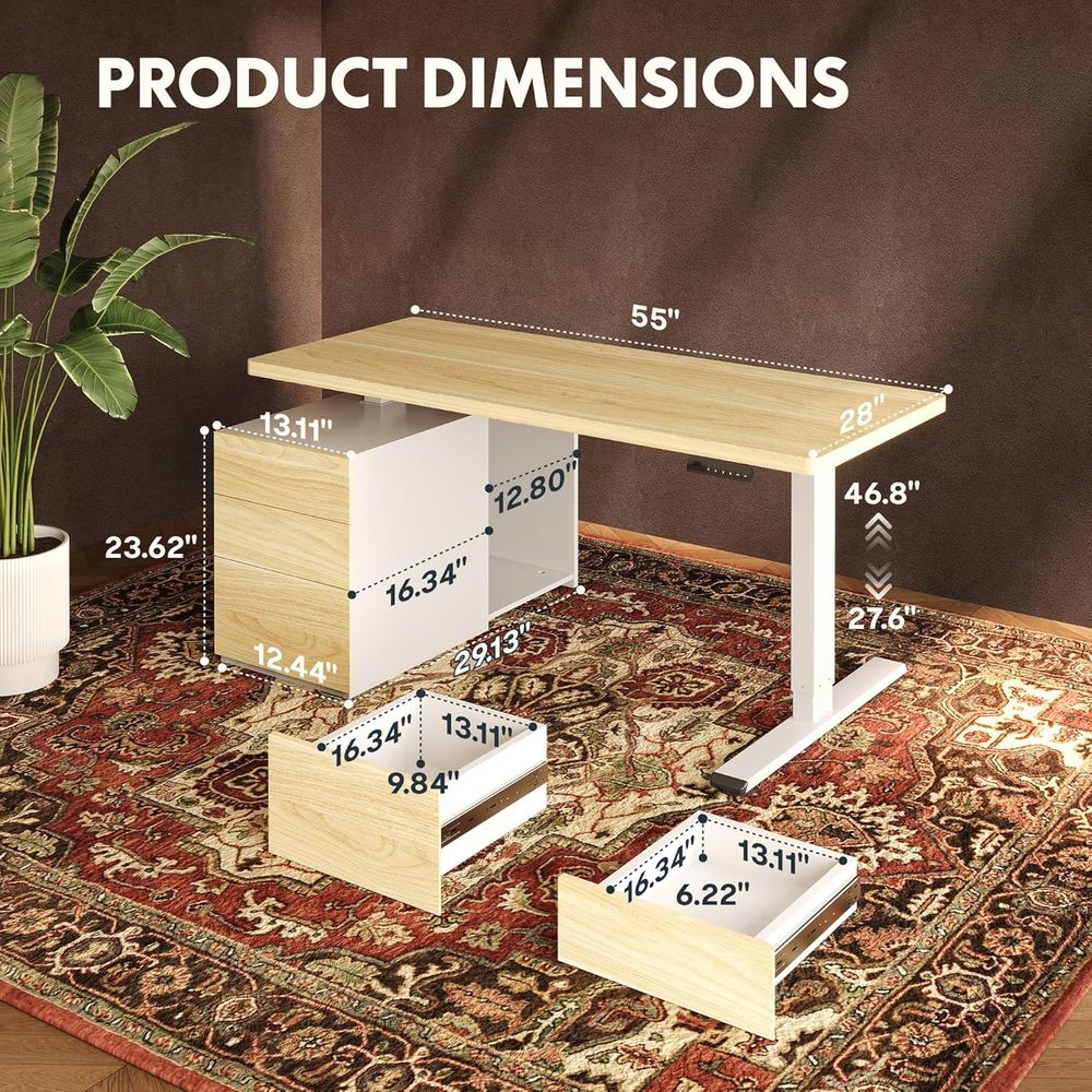 55 Large Dual Motor Standing D - Desk Setup Dual Monitor ulasan dan harga