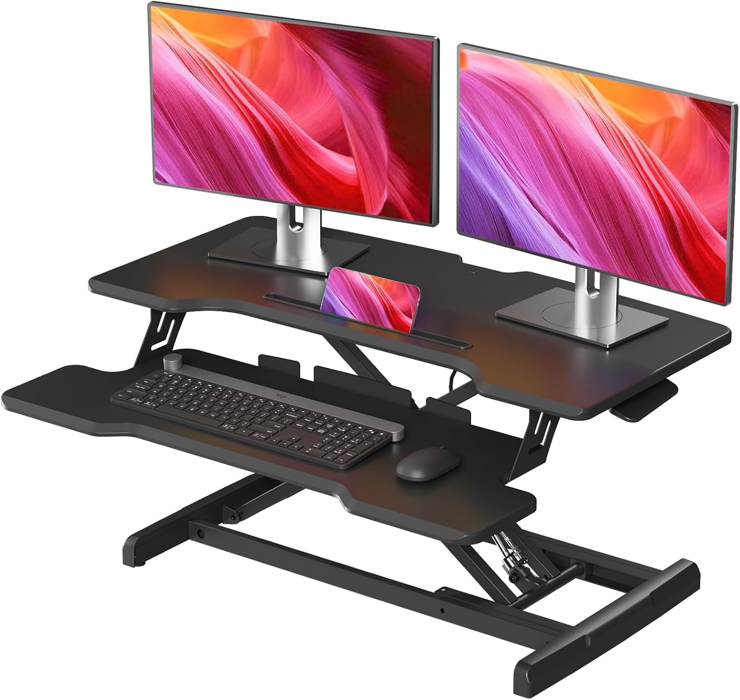 Standing Desk Converter, Heigh - Desk Setup Dual Monitor ulasan dan harga