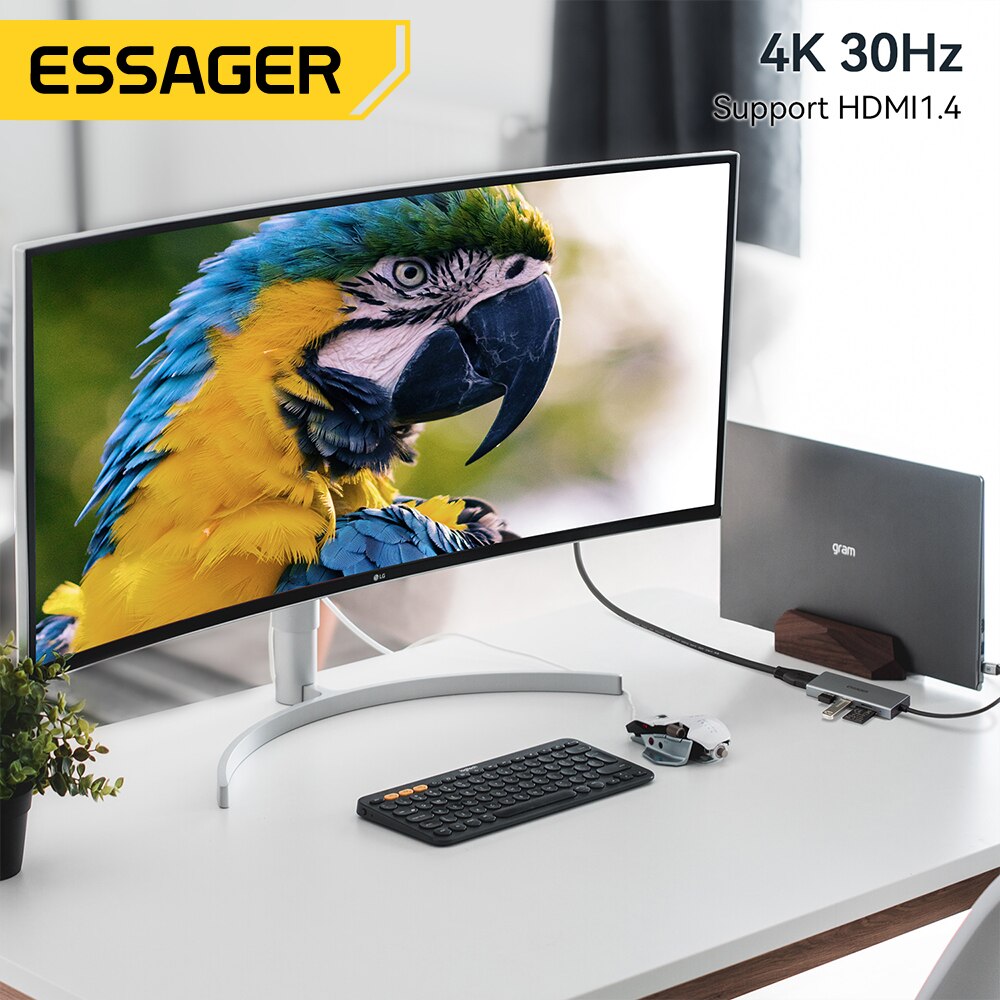 Essager 5 in 1 USB C HUB HDMI- - Desk Setup Usb Hub ulasan dan harga