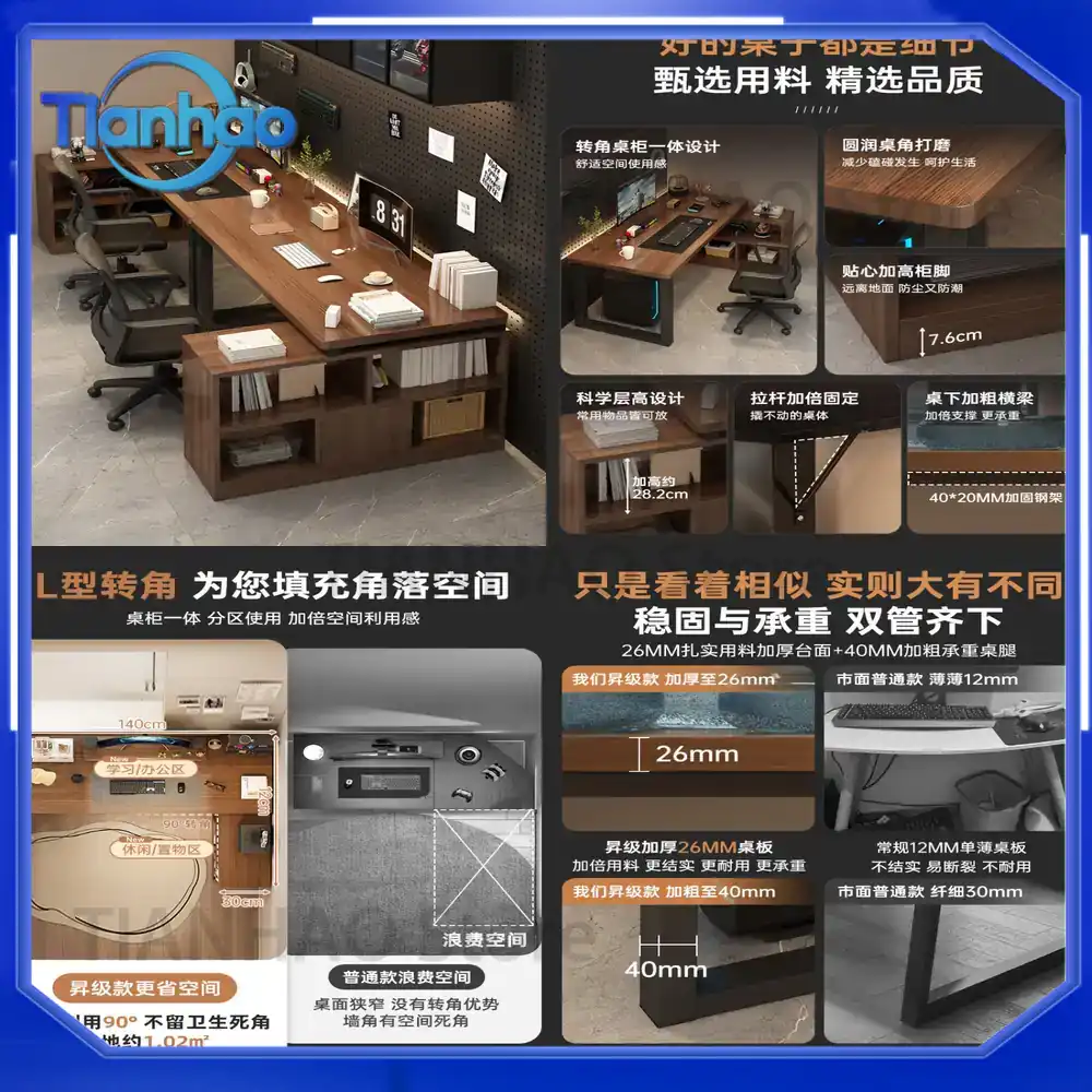 L Shaped Gaming Desk with Book - Desk Setup Dual Monitor ulasan dan harga