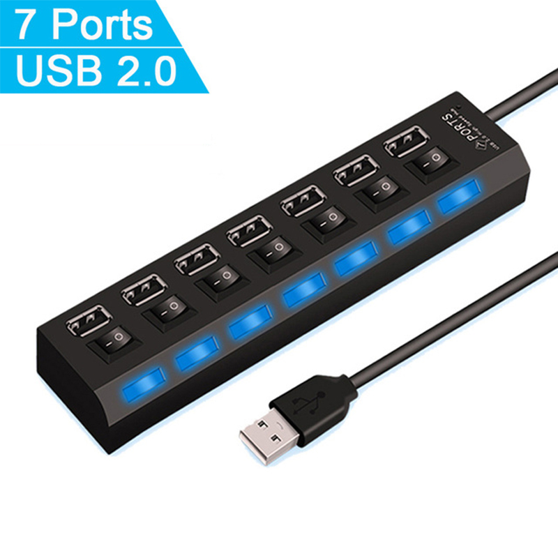 7 Port USB 2.0 Hub Splitter Fo - Desk Setup Hub ulasan dan harga