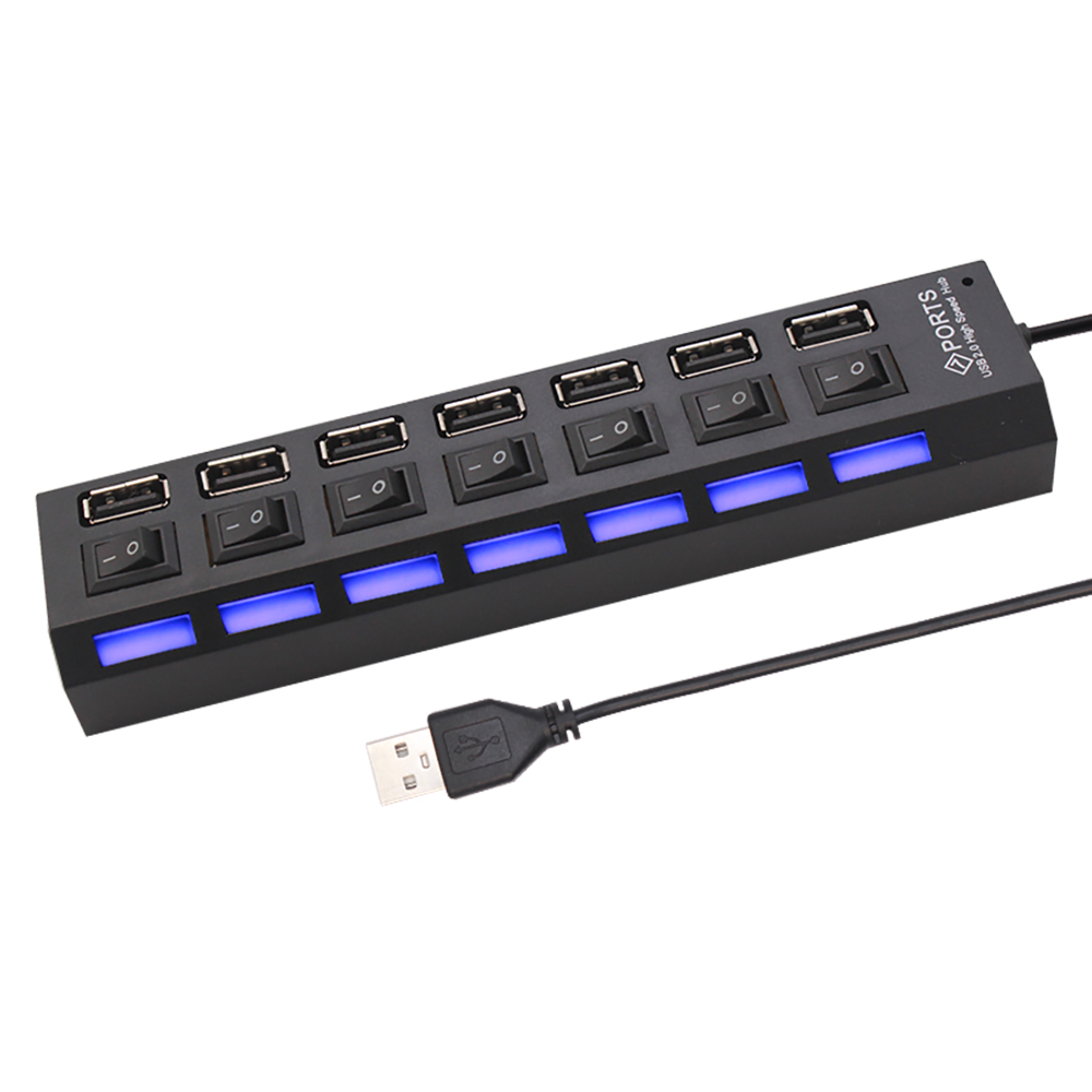7 Port USB 2.0 Hub Splitter Fo - Desk Setup Hub ulasan dan harga