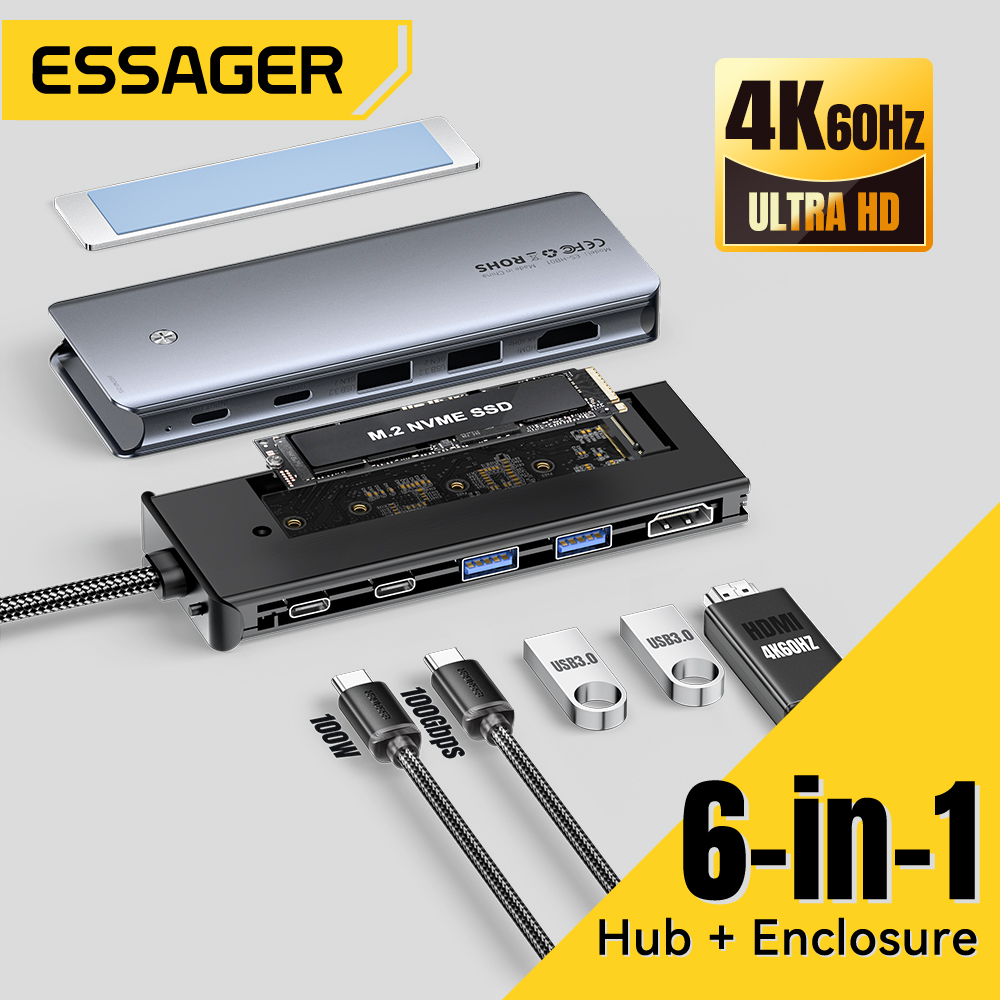 Essager USB C Hub With M.2 SSD - Desk Setup Usb Hub ulasan dan harga
