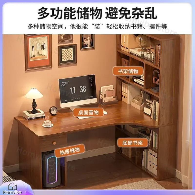 L Shaped Computer Desk with Bo - Desk Setup Dual Monitor ulasan dan harga