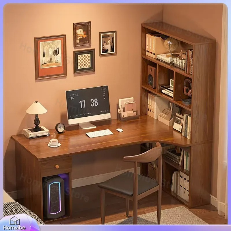 L Shaped Computer Desk with Bo - Desk Setup Dual Monitor ulasan dan harga