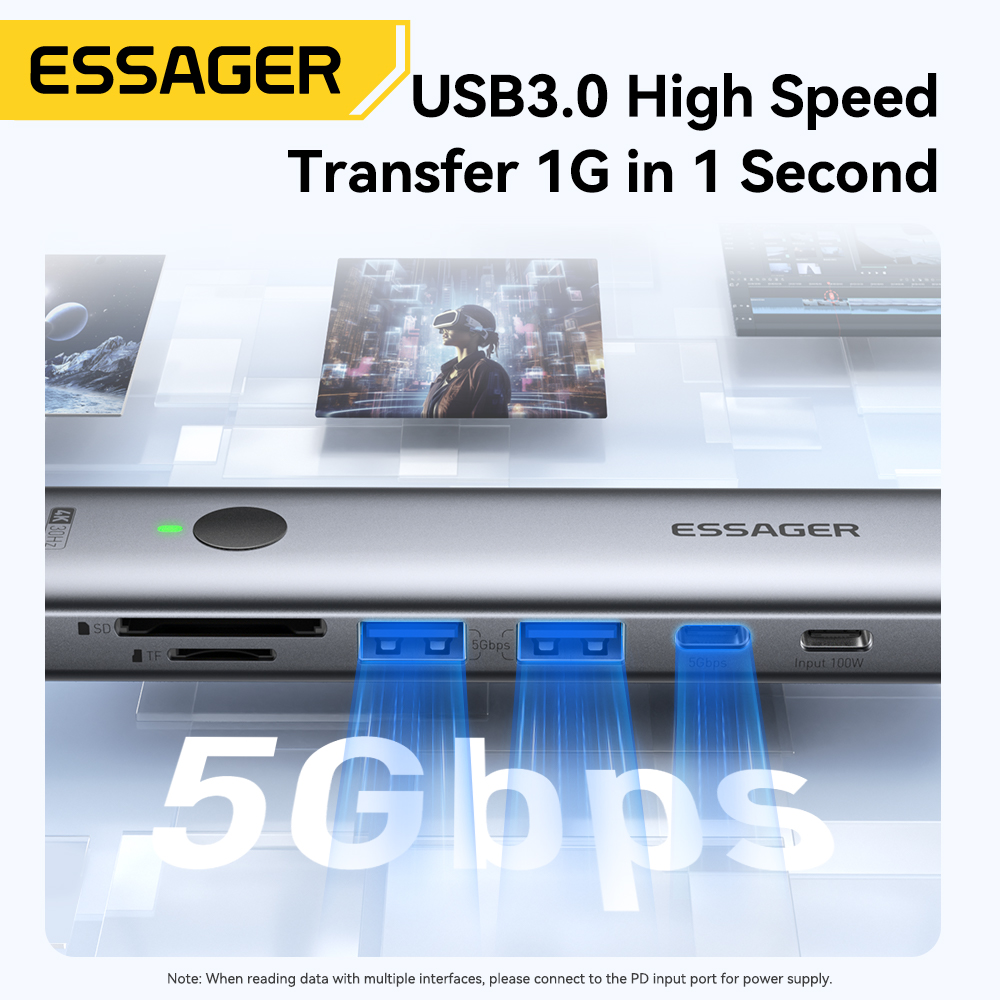Essager USB C HUB 4K 7-in-1 Ty - Desk Setup Usb Hub ulasan dan harga