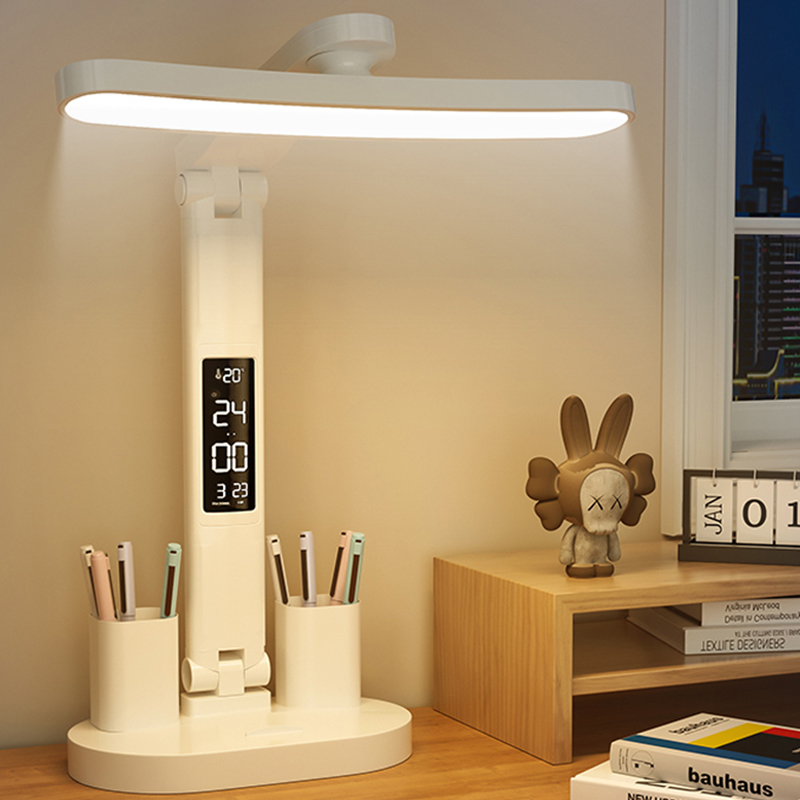 LED Clock Table Lamp USB Charg - Desk Setup Study ulasan dan harga