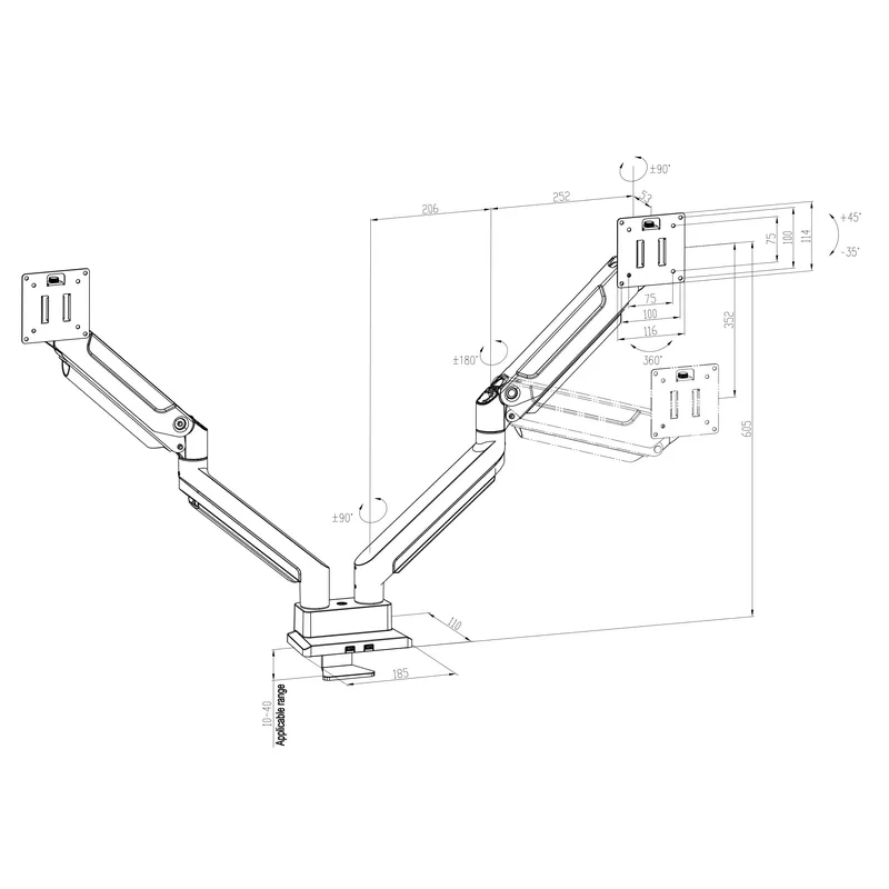 Dual Arm Monitor Mount Heavy D - Desk Setup Dual Monitor ulasan dan harga